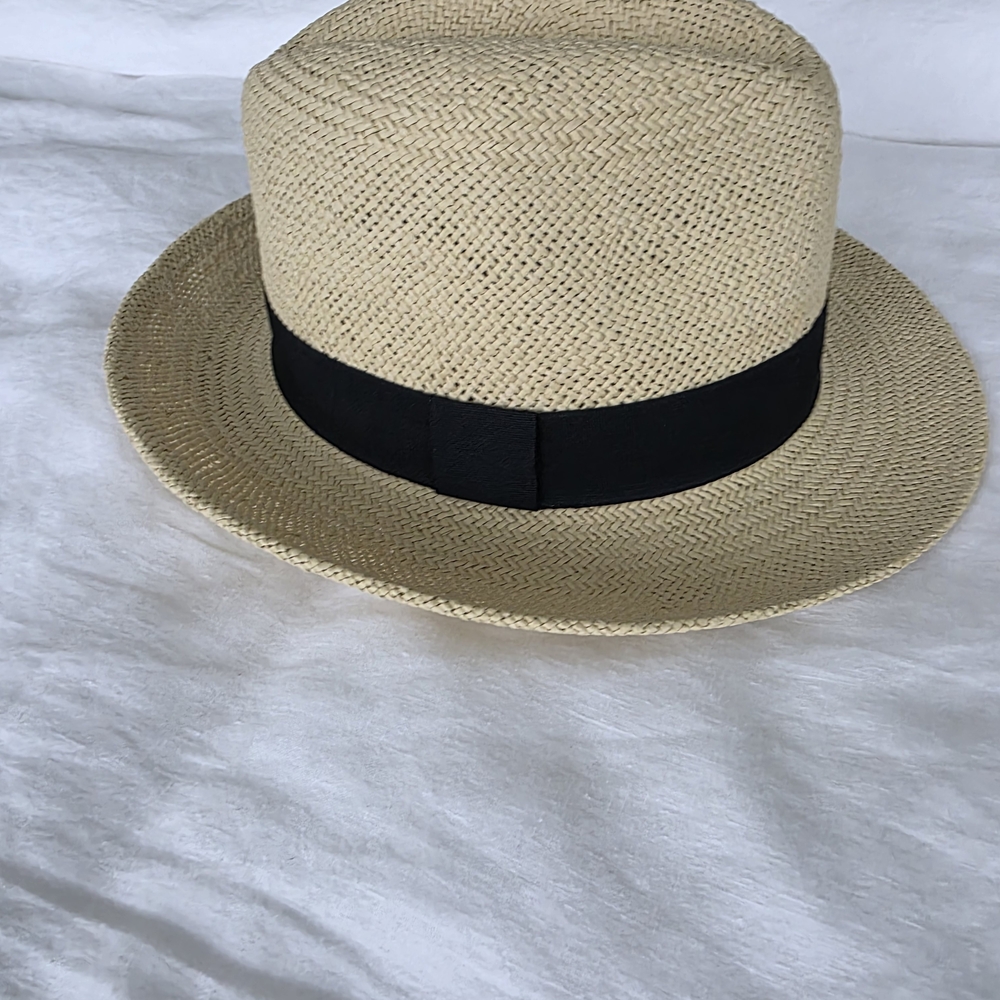 Halogen Tan Straw Hat with Black Band - Picture 2 of 5